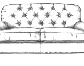 Custom designer tufted back two-seat loveseat.