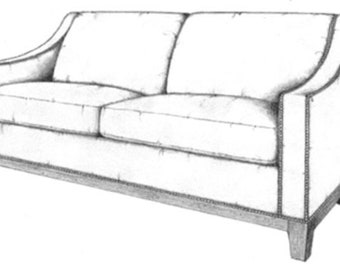 Custom Designer Sloped Arm Sofa