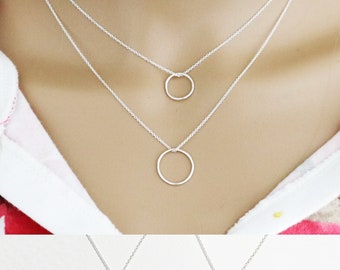 Circle Necklace, Floating Circle Necklace, Choker, Dainty Necklace Delicate Layering necklace, Sister Mother Daughter Necklace, Gift For Mom