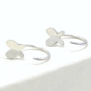 Butterfly Huggie Earrings, Silver Hoop Earrings, Dainty Tiny Stud Earrings, Minimalist Everyday Jewelry, Valentine Gift  For Her, Under 30
