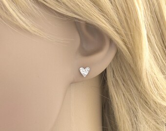 Tiny Heart Stud Earrings, Dainty Silver Earrings, Cute Studs, Small Earrings, Minimalist Earrings, Jewelry Gift For Her Under 30, Moms Gift