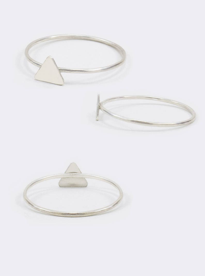 Bridesmaid Gift Stackable Tiny Ring Triangle Stacking Ring Gift for Mom Minimalist Dainty Silver Ring Everyday Jewelry Gift Under 30