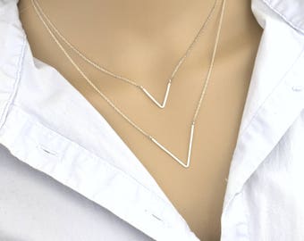 Dainty V Necklace, Chevron Necklace, Choker, Dainty Necklace, Layering necklace, Delicate necklace, Minimalist Jewelry Gift For Mom, Her Bff