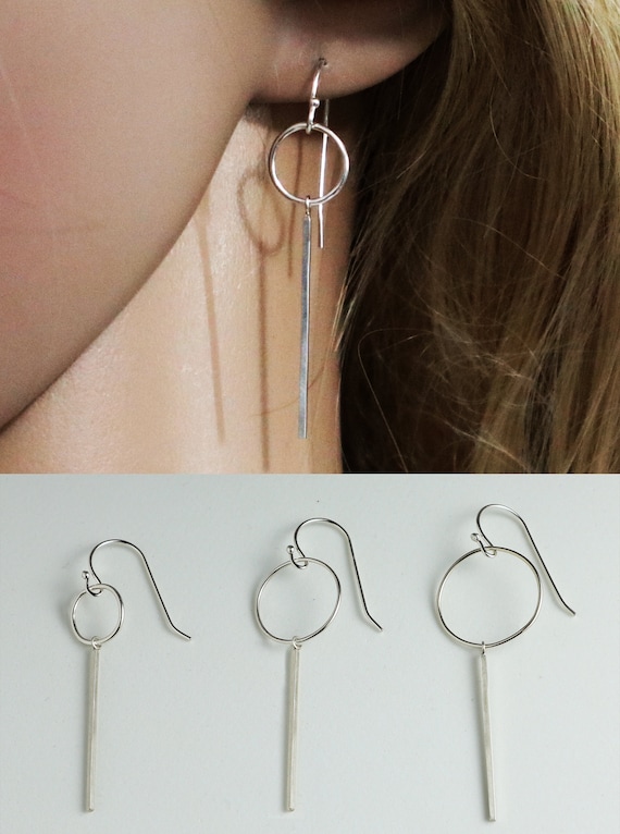 Orecchini geometrici CLIP ON, orecchini a cerchio importanti, orecchini a perno in argento, orecchini minimalisti, orecchini geometrici, orecchini moderni in argento - Italia