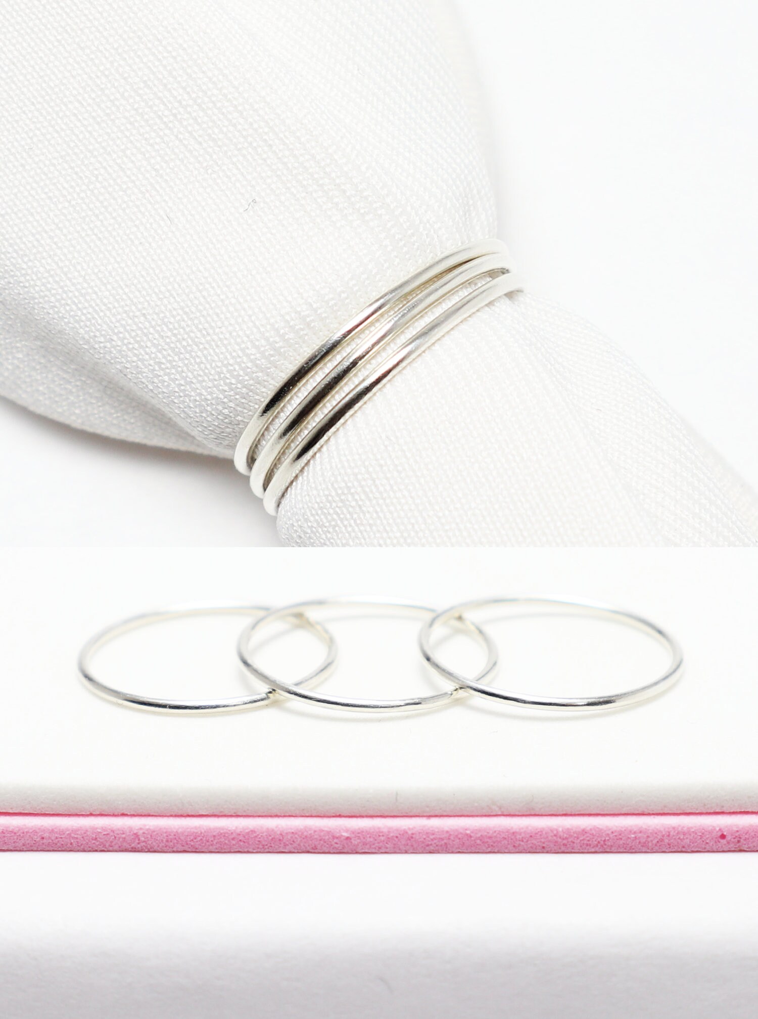 Set von 3 Stapelringen, Stapelring, Layered Ring, zierlicher Ring, Winziger Ring, Silberring, dünner Ring, Dünner Ring, lässiger Ring, Minimalistisch