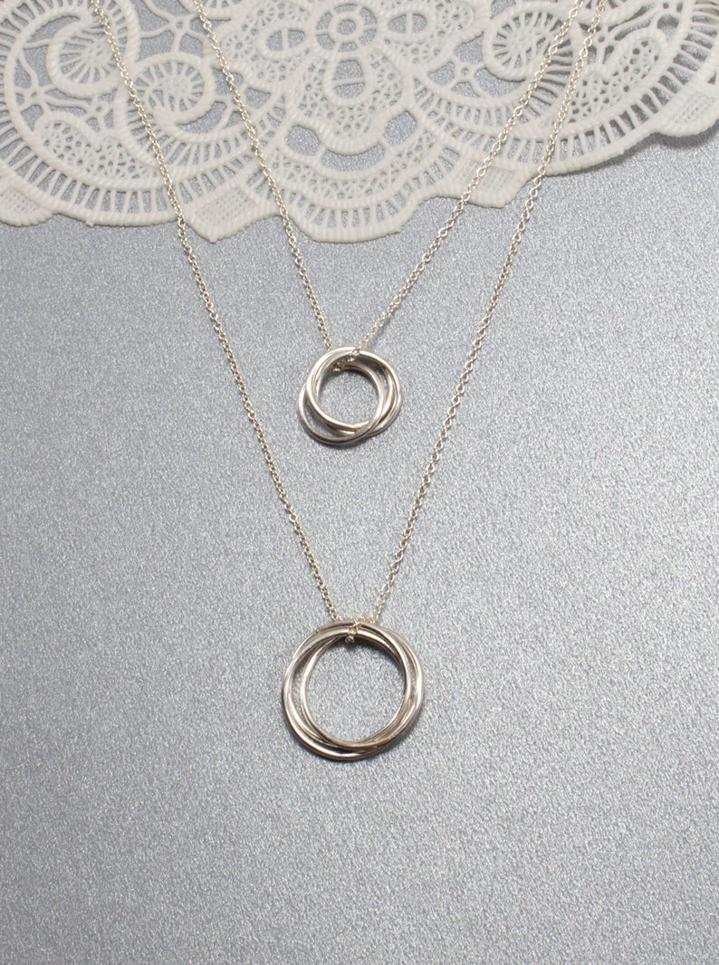 Triple Interlocking Circle Necklace 3 Rings Trinity Necklace Russian ...