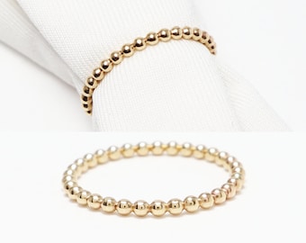 Gold Perlen Ring, Gold Ringe für Frauen, Daumen Ring, zierlicher Ring, Zarter Ring, 14K Gold filled Stapelring, Minimalist Schmuck Geschenk Mama