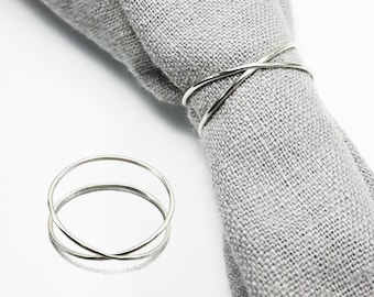 Anillo fino de plata en forma de X, anillo entrecruzado, anillos dobles, anillo de promesa, anillos de infinito para mujer, anillo minimalista delicado, regalo delicado para mamá e hija