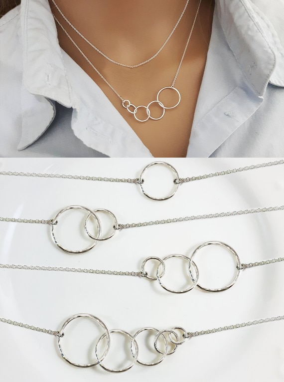 Infinity Sister Gift Infinity Necklace Eternity Necklace Interlocking Circle Necklace Gift For Her Silver Karma Necklace Karma Jewelry