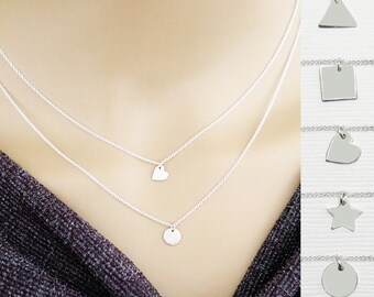 Heart Necklace, Dainty Necklace, Silver Pendant Necklace, Tiny, Delicate, Layering, Minimalist Jewelry Gift Mother, Daughter, Sisters, Bff