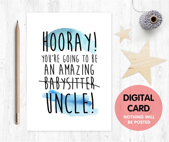 PRINTABLE uncle card pregnancy announcement card printable you're going to be an uncle digital download funny pregnancy reveal babysitter