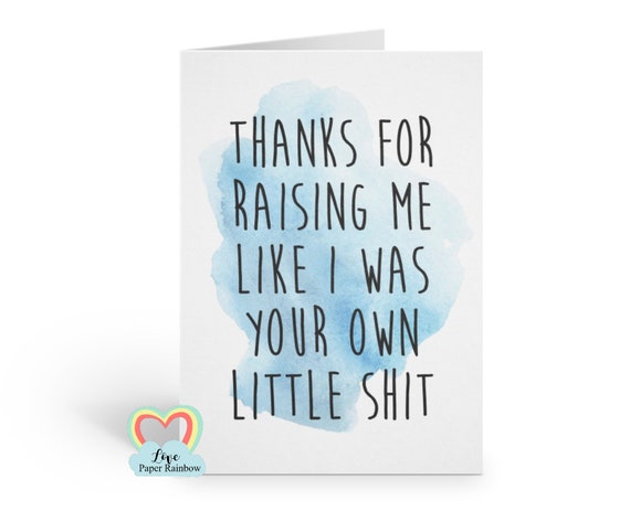 funny father's day card stepdad, thanks for raising me like i was your own little shit, stepdad birthday card, stepdad card, thanks stepdad