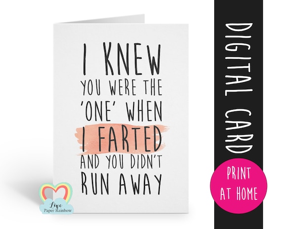 PRINTABLE funny anniversary card printable boyfriend card digital download love card instant download valentine's day card fart card