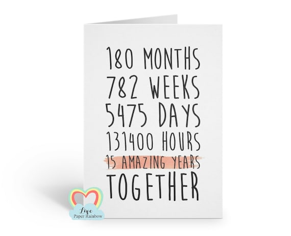 15th anniversary card, 15th wedding anniversary card, 15 amazing years, 15 years together, valentines card, gay anniversary card