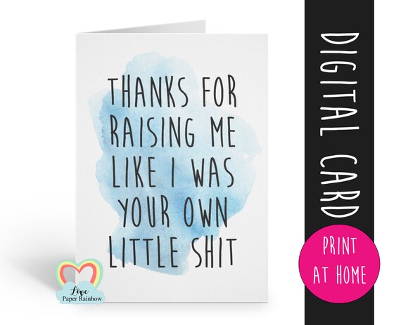 father's day card printable funny stepdad card digital download stepdad thanks card instant download thanks for raising me