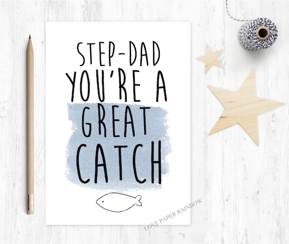 stepdad father's day card step dad you're a good catch thank you card thanks stepdad card stepdad birthday card