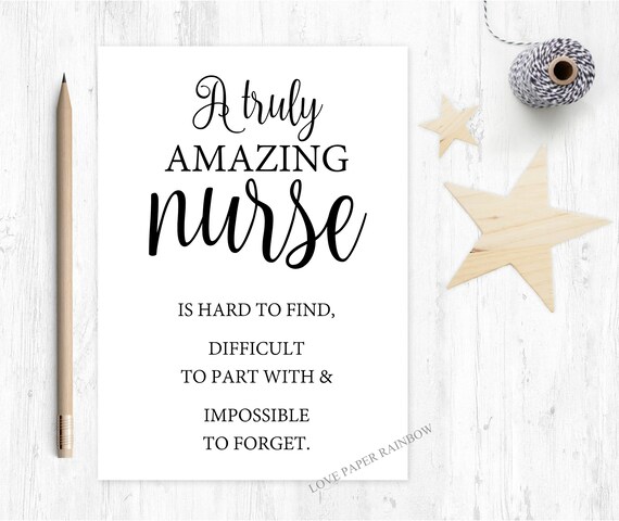nurse card thanks nurse card nurse retirement card a truly amazing nurse quote card nurse gift