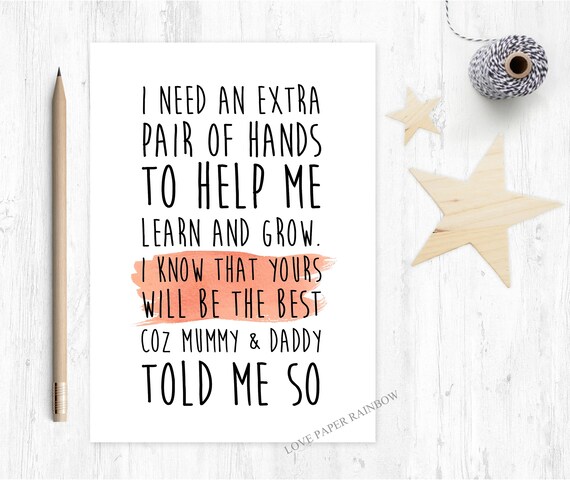 will you be my godmother card, godmother card, godmother poem, i need an extra pair of hands, godparents card, godmother proposal
