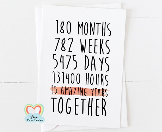 Carte Du 15e Anniversaire 15e Carte Anniversaire De Mariage Etsy Carte Du 15e Anniversaire 15e Carte Anniversaire De Mariage Etsy