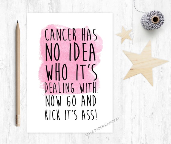 funny cancer card, cancer support card, cancer charity card, chemo card, chemotherapy card, cancer has no idea who it's dealing with