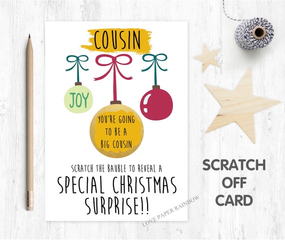 you're going to be a big cousin christmas scratch card christmas surprise baby reveal christmas card scratch off christmas gift pregnancy