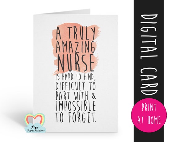 nurse card printable Nurse Gift An amazing nurse is hard to find nurse retirement card nurse appreciation digital download nurse quote
