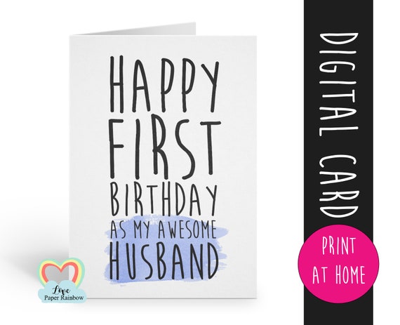 printable birthday card | husband birthday printable | husband birthday card instant download | 1st birthday as my husband | funny | gay