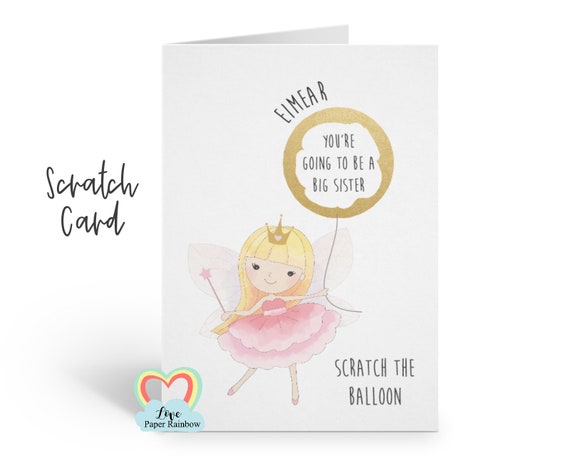 you're going to be a big sister card big sister scratch card big sister reveal fairy big sister card pregnancy announcement