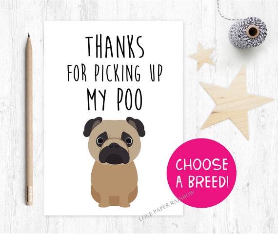 funny dog card, dog mother's day card, card from the dog, thanks for picking up my poo, dog birthday card, dog father's day card