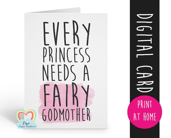 fairy godmother card printable will you be my godmother instant download every princess needs a fairy godmother proposal digital download