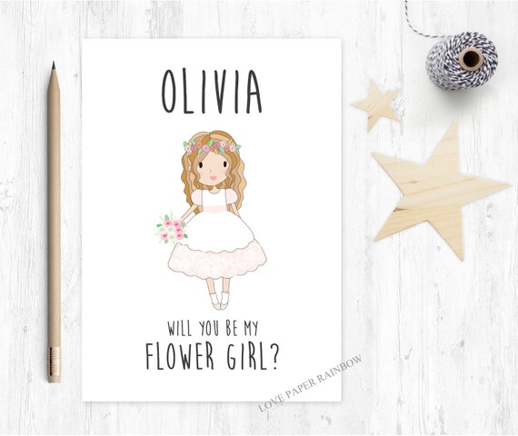flower girl card, will you be my flower girl card, personalised flower girl card, flower girl proposal, bridesmaid card
