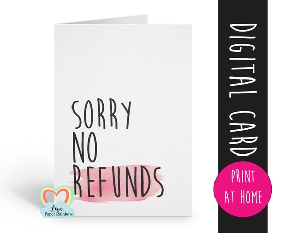 funny anniversary card printable valentines day card sorry no refunds love card digital download boyfriend card girlfriend card instant