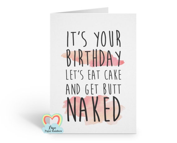 girlfriend birthday card, boyfriend birthday card, eat cake and get naked, rude birthday card, adult birthday card, naked birthday card