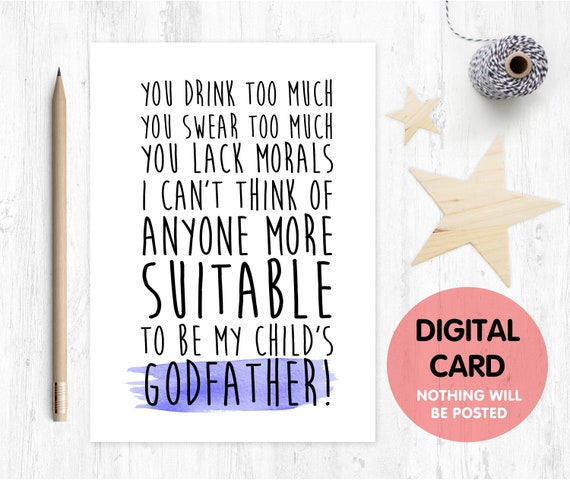 funny will you be my godfather card printable, godfather card, printable godfather card, godfather proposal printable, funny godfather card