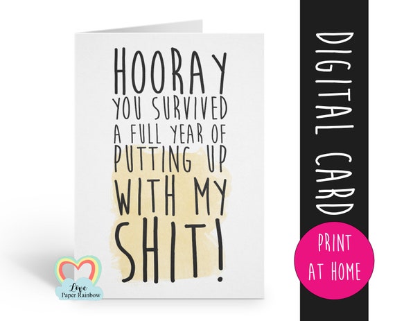 anniversary card printable funny love card digital download boyfriend valentines card rude anniversary girlfriend boyfriend put up with me