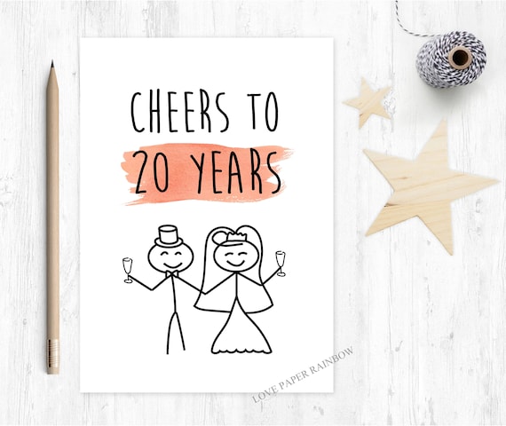 20th wedding anniversary card, 20th anniversary, 20 years together, 20th wedding anniversary gift, personalised anniversary card