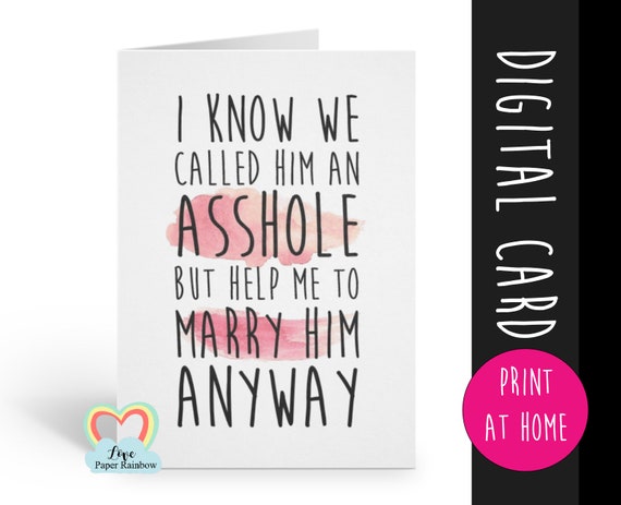 PRINTABLE bridesmaid card, will you be my bridesmaid printable, funny bridesmaid card, bridesmaid proposal printable, digital download