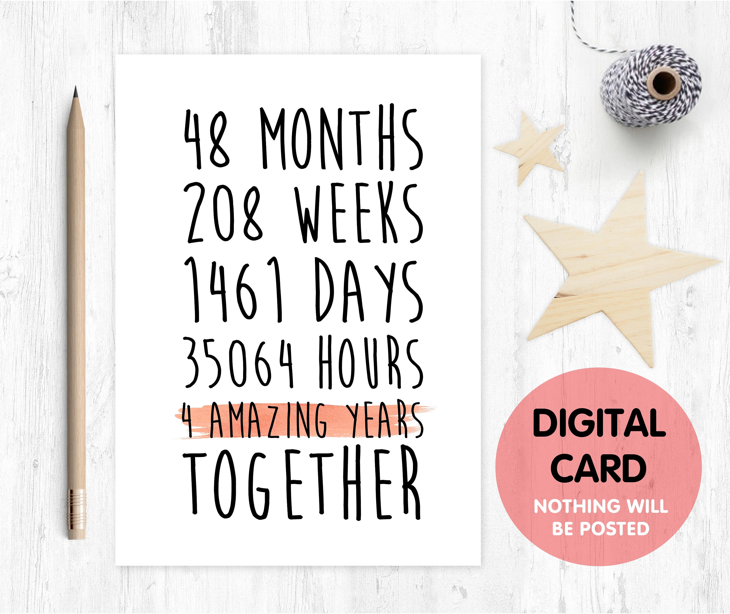 printable 4th wedding anniversary card 4th anniversary card 4