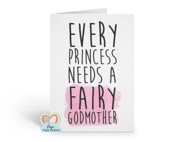 fairy godmother card, will you be my godmother, every princess needs a fairy godmother, godmother proposal, pink