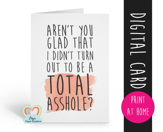 PRINTABLE mother's day card, printable father's day card, funny mother's day card, funny father's day card