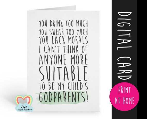 will you be my godparents card printable godparents card, funny godparents card printable, godparents proposal downloadable card