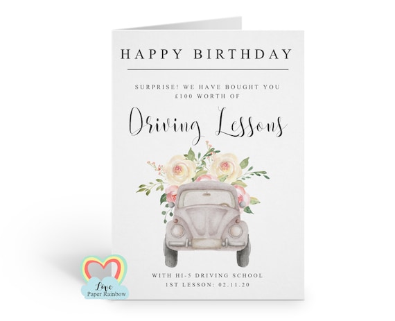 driving birthday card, driving lessons, driving lessons gift voucher, driving lessons gift, driving lessons birthday surprise,