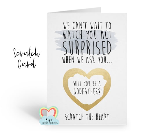 godmother scratch card, funny godmother card, act surprised, godfather scratch card, will you be my godparents, godmother proposal