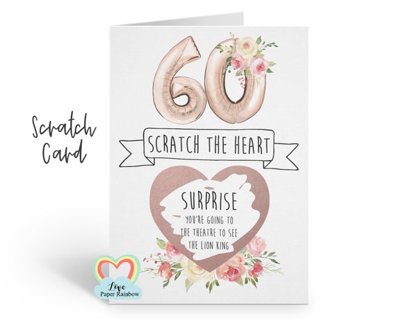 60th birthday scratch card | personalised 60th birthday card | scratch and reveal 60th birthday | 60th birthday gift | surprise trip 60th
