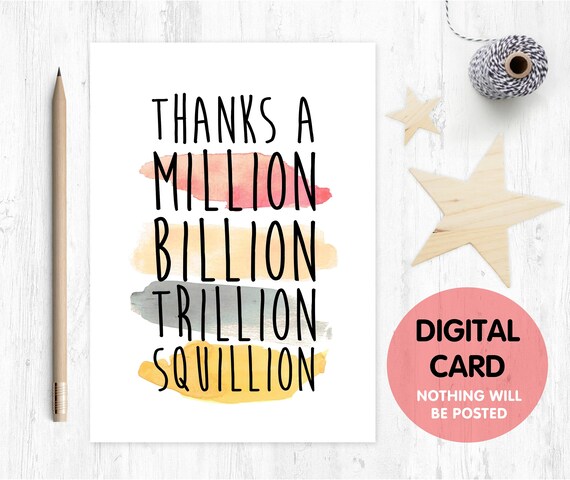 thanks a million, thank you card, funny thank you card, thanks card, funny thanks card, thankyou card