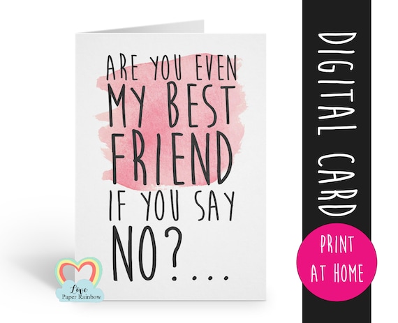 PRINTABLE funny bridesmaid card will you be my maid of honour digital download bridesmaid proposal best friend bridesmaid card download