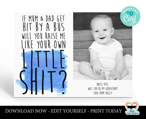personalized godmother card printable | will you be my godfather | godparents proposal | godmother photo card | funny godparents proposal