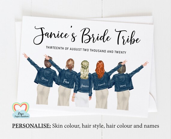 bride tribe card, bride party card, personalised bridesmaid card, personalised maid of honour card, thanks for being my bridesmaid