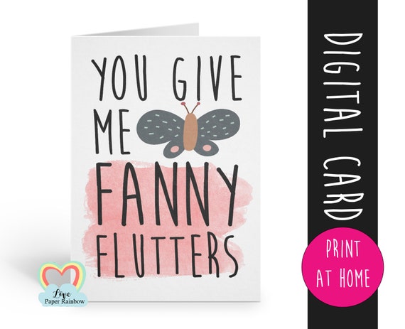 you give me fanny flutters rude valentine card printable love card for boyfriend husband lesbian vagina card instant download naughty adult