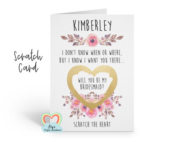 bridesmaid scratch card will you be my maid of honour I don't know when I don't know where but I know I want you there bridesmaid proposal